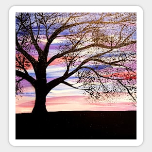 Sunset tree silhouette 1 Sticker